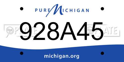 928A45 Michigan License Plate