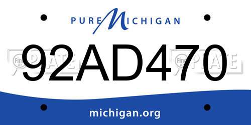 92AD470 Michigan License Plate