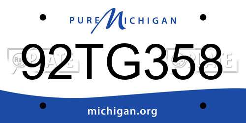 92TG358 Michigan License Plate