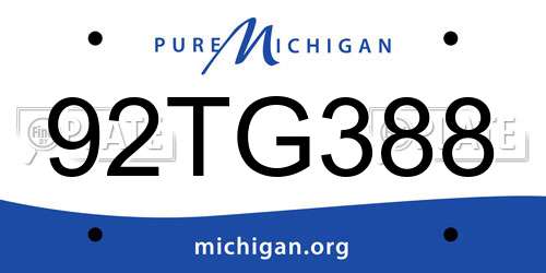 92TG388 Michigan License Plate