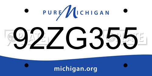 92ZG355 Michigan License Plate
