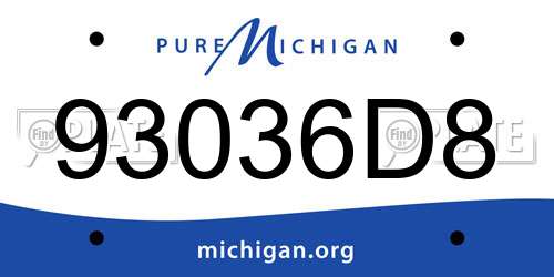 93036D8 Michigan License Plate