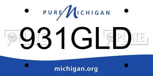 931GLD Michigan License Plate