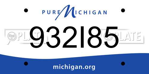 932I85 Michigan License Plate