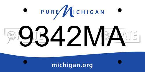 9342MA Michigan License Plate