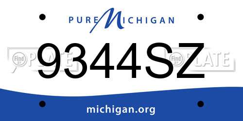 9344SZ Michigan License Plate