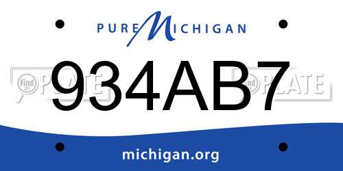 934AB7 Michigan License Plate