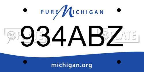 934ABZ Michigan License Plate