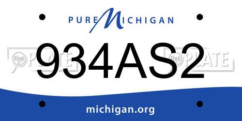 934AS2 Michigan License Plate