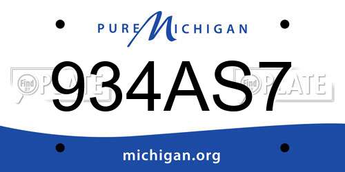 934AS7 Michigan License Plate