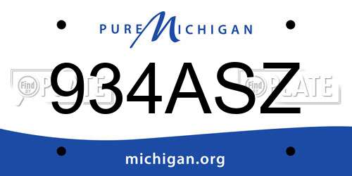 934ASZ Michigan License Plate