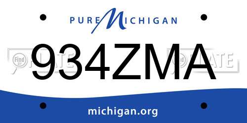 934ZMA Michigan License Plate