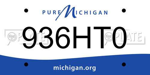 936HT0 Michigan License Plate
