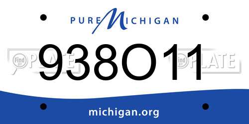 938O11 Michigan License Plate