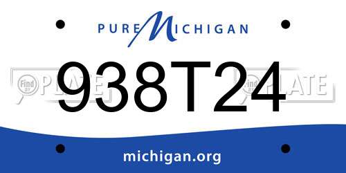 938T24 Michigan License Plate