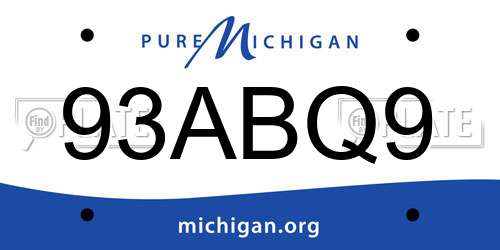 93ABQ9 Michigan License Plate