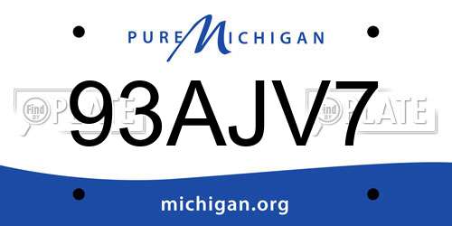 93AJV7 Michigan License Plate