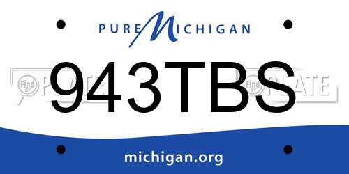 943TBS Michigan License Plate
