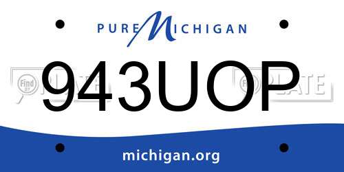 943UOP Michigan License Plate