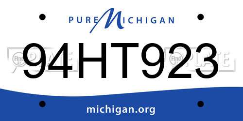94HT923 Michigan License Plate