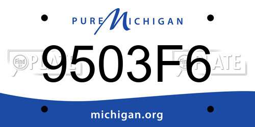 9503F6 Michigan License Plate