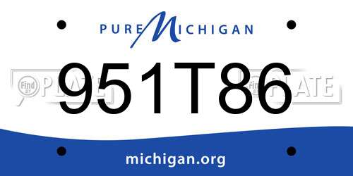 951T86 Michigan License Plate