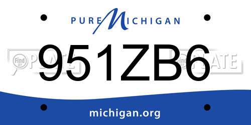 951ZB6 Michigan License Plate