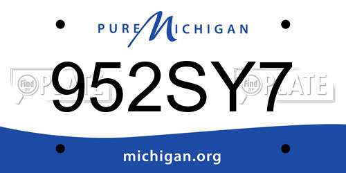 952SY7 Michigan License Plate