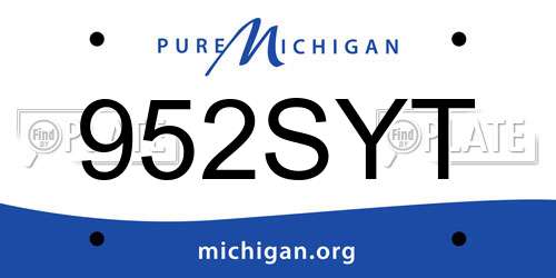 952SYT Michigan License Plate