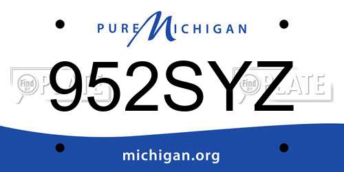 952SYZ Michigan License Plate