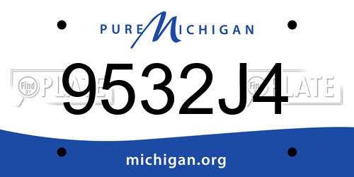 9532J4 Michigan License Plate