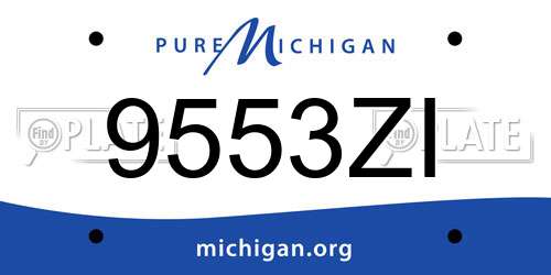 9553ZI Michigan License Plate