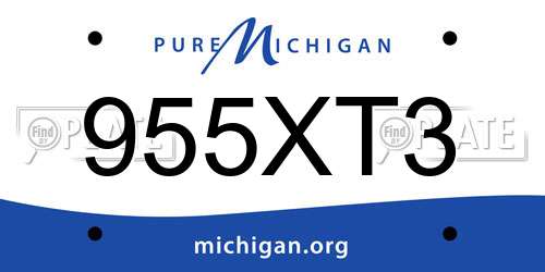 955XT3 Michigan License Plate