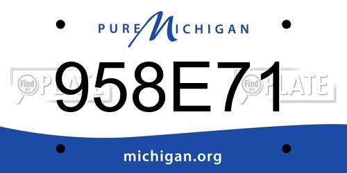 958E71 Michigan License Plate