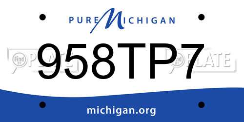 958TP7 Michigan License Plate