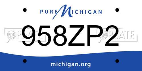 958ZP2 Michigan License Plate