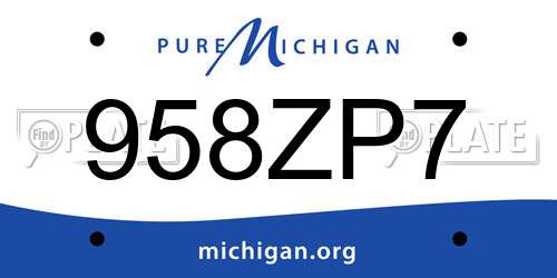 958ZP7 Michigan License Plate