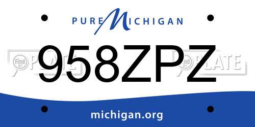 958ZPZ Michigan License Plate