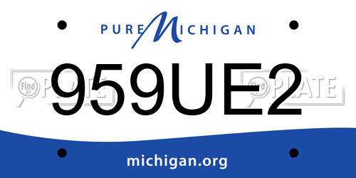 959UE2 Michigan License Plate