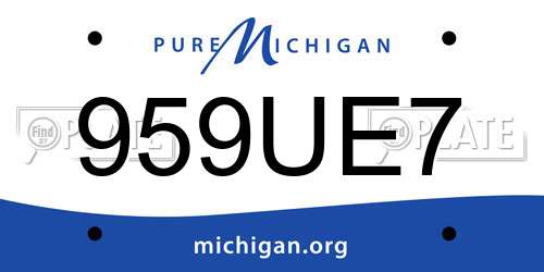 959UE7 Michigan License Plate