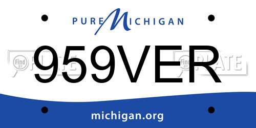 959VER Michigan License Plate