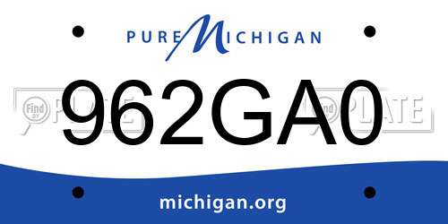 962GA0 Michigan License Plate