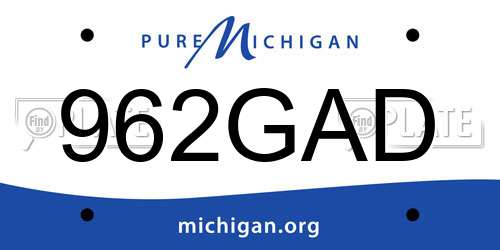 962GAD Michigan License Plate