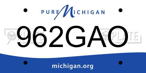 962GAO Michigan License Plate