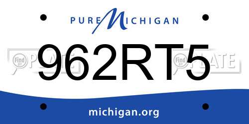 962RT5 Michigan License Plate