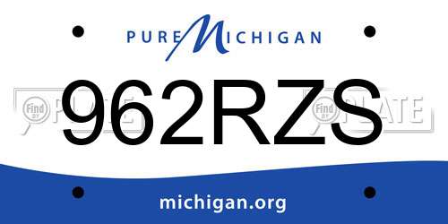 962RZS Michigan License Plate