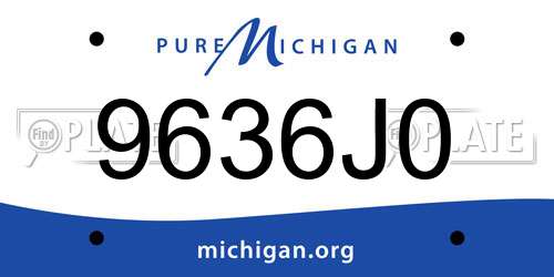 9636J0 Michigan License Plate