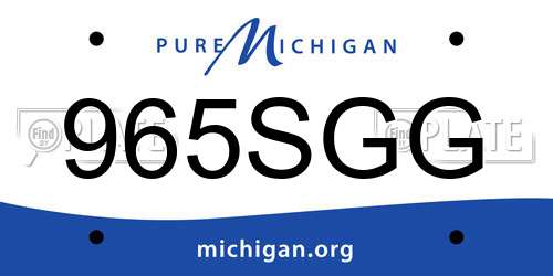 965SGG Michigan License Plate