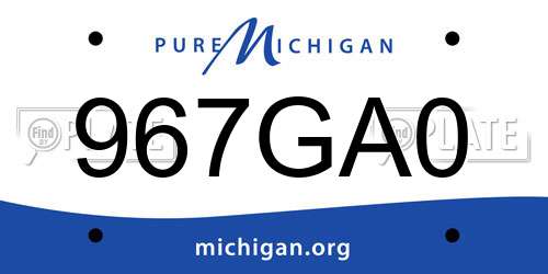 967GA0 Michigan License Plate