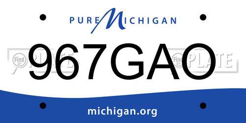 967GAO Michigan License Plate